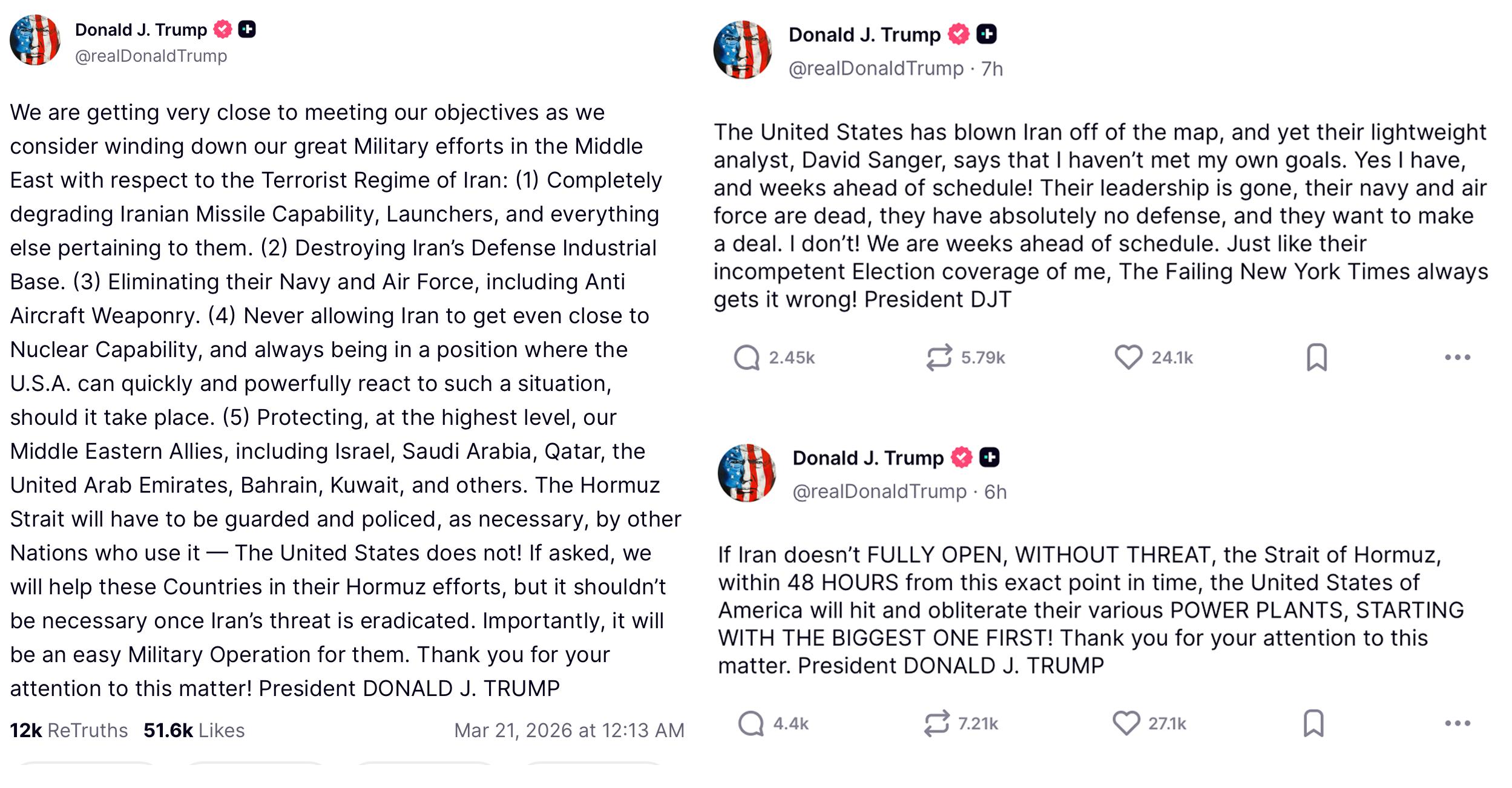 23-й день войны в Персидском заливе: Трамп выдвинул Ирану ультиматум — в ответ КСИР пригрозил уничтожением инфраструктуры США в регионе